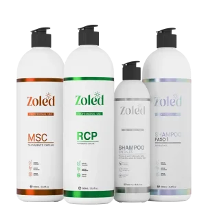 Sistema RCP Capilar incluye: shampoo paso 1, activo RCP, tratamiento MSC, shampoo sin sales